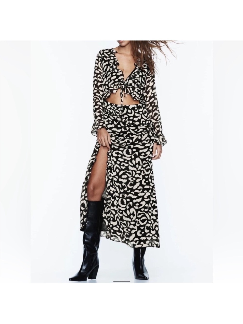 Zara animal print cutout dress